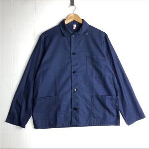 Vintage 80s French Workwear Blue Chore Work Jacket Sanfor Men’s Sz M